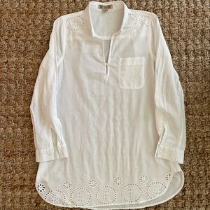 Nine West Vintage America White Embroidered Fairy Blouse – M Boho Gauze Cotton